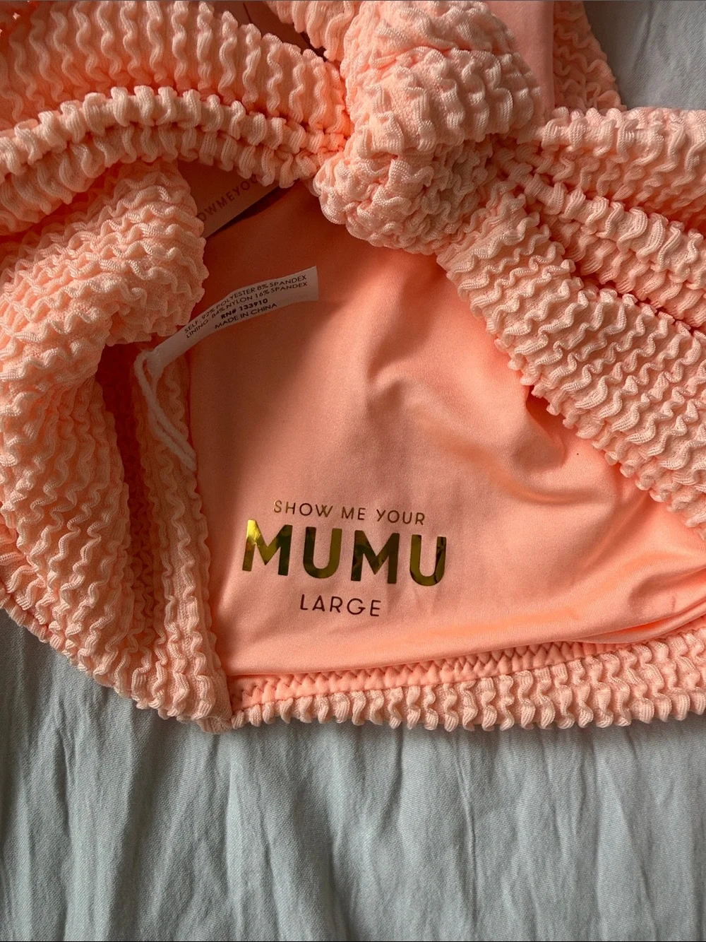 Show Me Your Mumu Malta Swim Top Peach Sherbert Scrunch NWT
